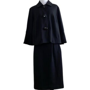 George Skirt Suit Black Jacket 3 Button Swing Size 8 Business Casual Career
